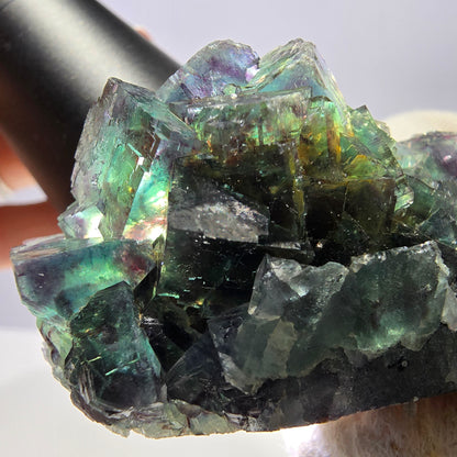 Seltene Phantom Fluorit Würfel Stufe, grün lila Okorusu Namibia 80*24*32mm