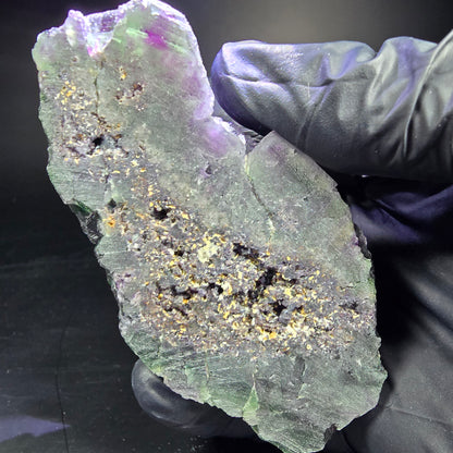 Rare niveau de cube de fluorite fantôme violet vert 86*46*31mm d'Okorusu, Namibie