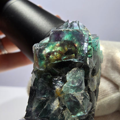 Seltene Phantom Fluorit Würfel Stufe, grün lila Okorusu Namibia 80*24*32mm