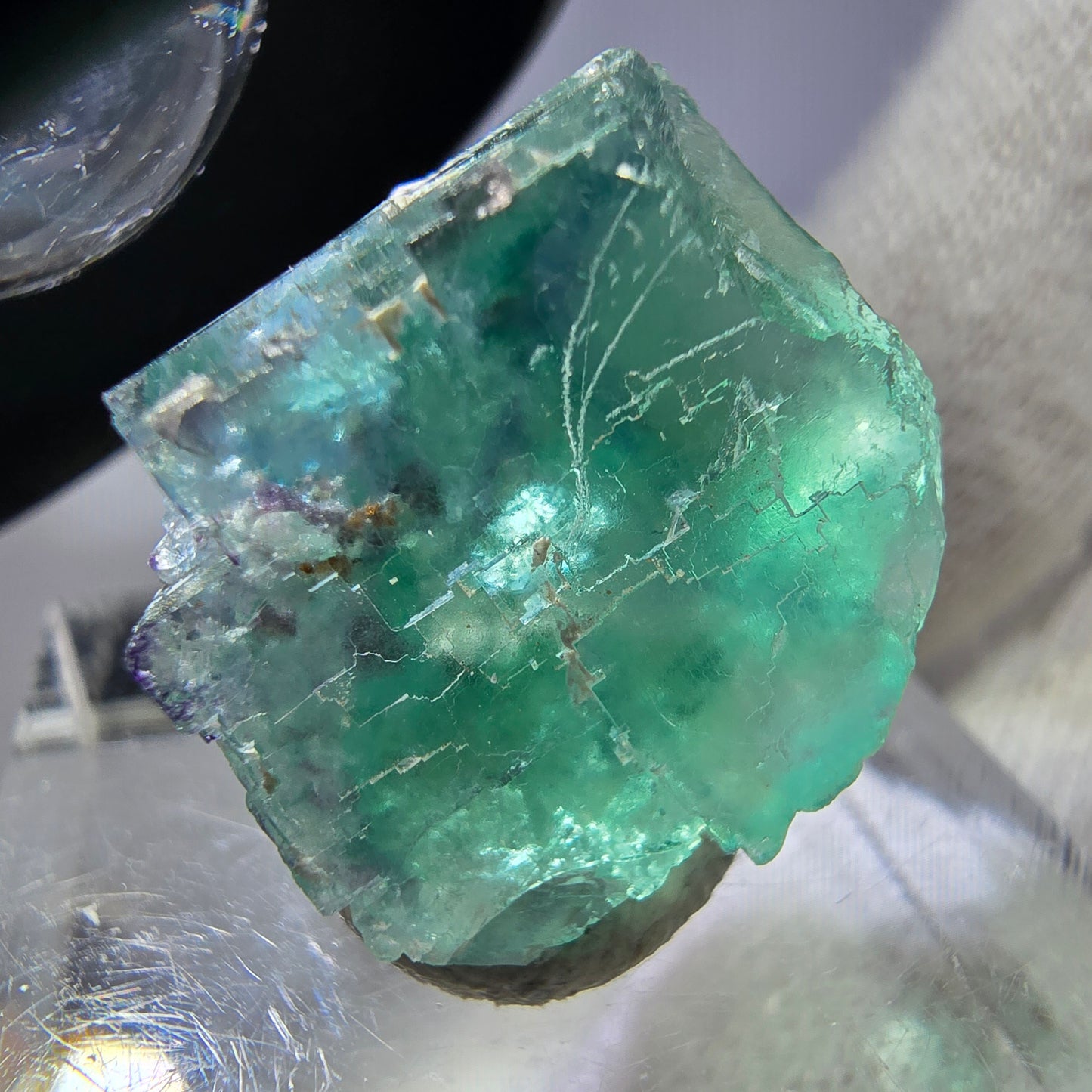 Seltener Phantom Fluorit Würfel, grün parkettiert Okorusu, Namibia 19*17*14mm