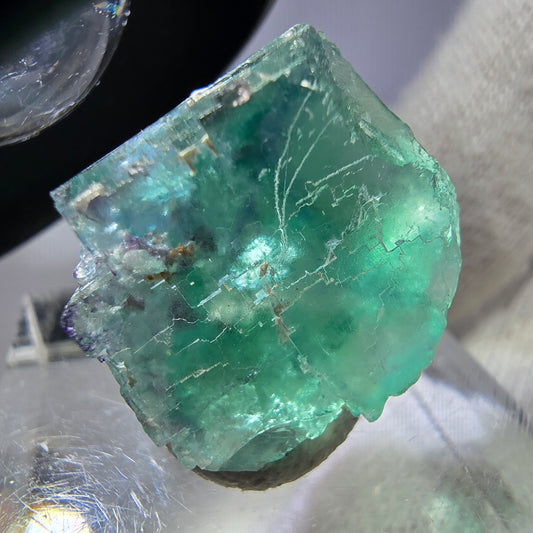 Seltener Phantom Fluorit Würfel, grün parkettiert Okorusu, Namibia 19*17*14mm