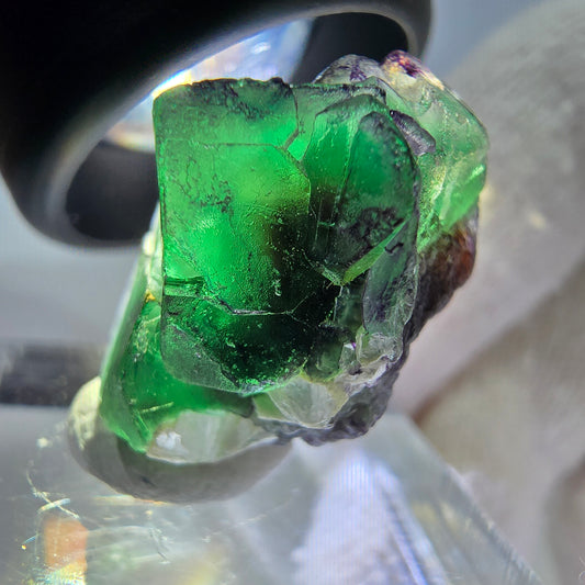 Cube de fluorite fantôme zonal, spécimen de muscovite, Erongo, Namibie, 22 x 20 x 15 mm 