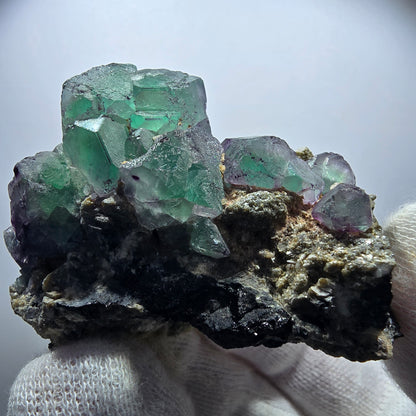 Phantom Fluorite zonal, Muscovite, Schorl Tourmaline specimen Erongo Namibia 62*48*33mm 