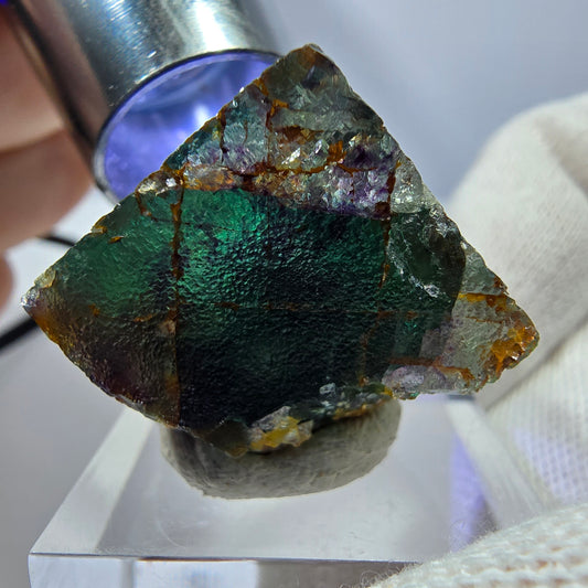Rare cube de fluorite fantôme zonal, vert violet Okorusu, Namibie 28*25*20mm 