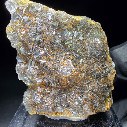 Cube de fluorite Zonar transparent, niveau violet jaune Okorusu, Collection namibie 61*54*17mm