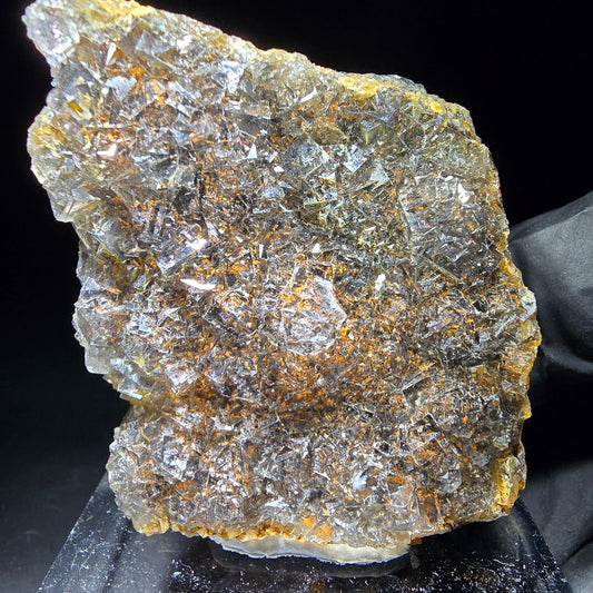 Cube de fluorite Zonar transparent, niveau violet jaune Okorusu, Collection namibie 61*54*17mm