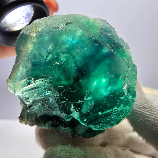 Rare spécimen de cube de fluorite fantôme, parqueté vert Okorusu, Namibie, 44 x 44 x 38 mm 