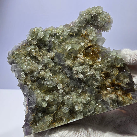 Grand spécimen de cube de fluorite fantôme, double face, vert violet Okorusu Namibie 84*80*27mm 