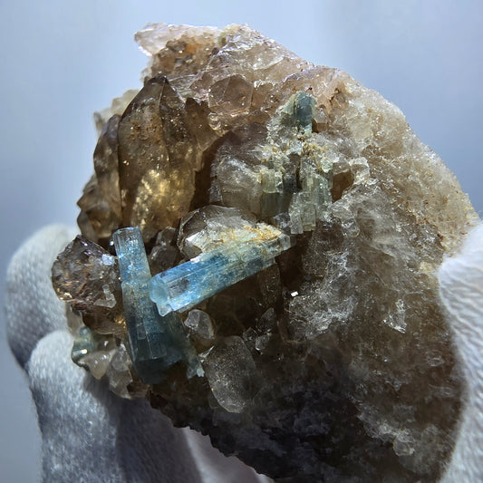 Seltene Aquamarin XX, Rauchquarz Stufe Erongo, Namibia 59*40*33mm