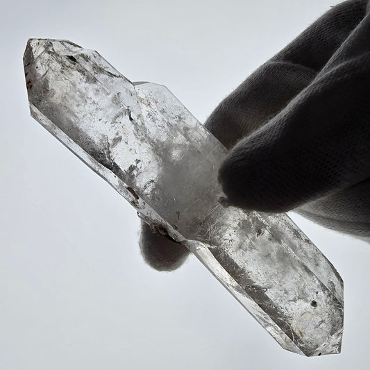 Sceptre de poche Enhydro Skeleton Smoky Quartz DT Valentine Goboboseb Namibie 112*26*18mm 