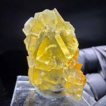 Clear Honey Pocket Phantom Fluorite cube niveau jaune Okorusu, Namibie 35*24*23mm