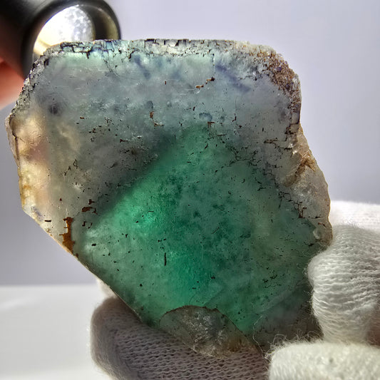Spécimen de cube de fluorite fantôme, parqueté zonal Okorusu Namibie 65*54*41mm 