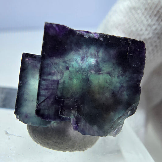 Seltene Phantom Fluorit Würfel Stufe zonal grün lila Okorusu, Namibia 19*17*14mm