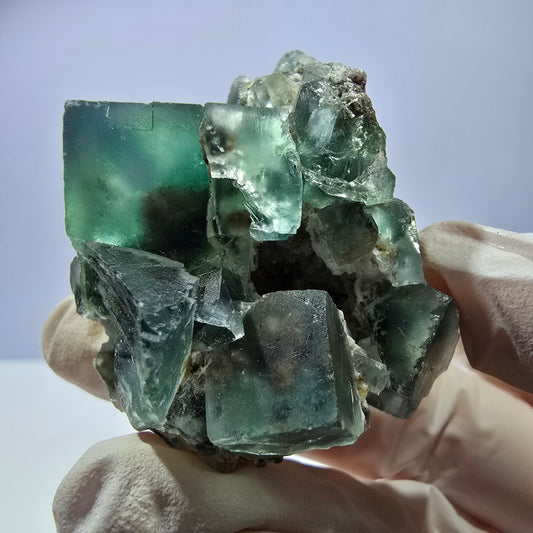 Rare spécimen de cube de fluorite fantôme, parqueté vert Okorusu, Namibie, 51 x 44 x 31 mm 