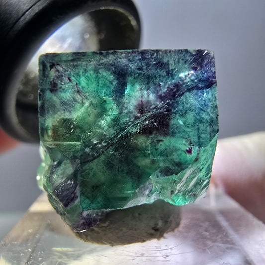 Phantom Fluorite cube parquetted, green purple Okorusu, Namibia 19*16*13mm 