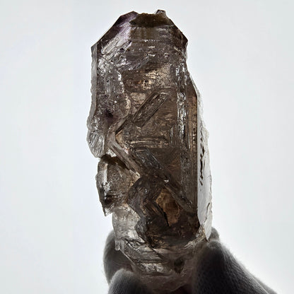 Sceptre fantôme squelette en quartz fumé DT, poche Saint-Valentin en calcite UV, Namibie 82 x 38 x 26 mm 