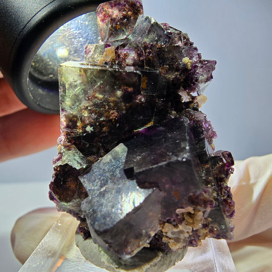 Phantom Fluorit Würfel, Quarz Stufe, grün lila Okorusu, Namibia 39*29*18mm
