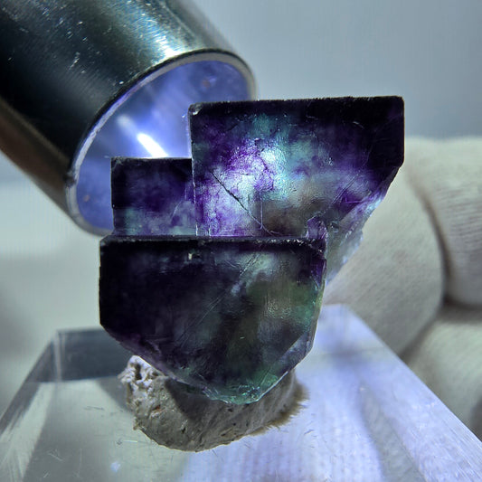 Spécimen de cube de fluorite fantôme zonal, vert violet Okorusu, Namibie 22*17*16mm 