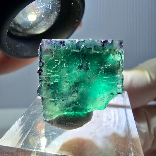 Phantom Fluorit Würfel Stufe, parkettiert grün lila Okorusu, Namibia 20*19*18mm