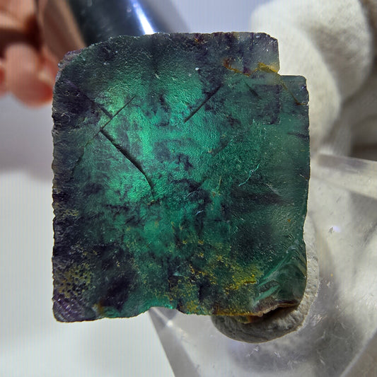Seltener Phantom Fluorit Würfel, zonal grün lila Okorusu, Namibia 29*28*15mm