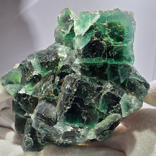 Spécimen de cube de fluorite fantôme XXL, parqueté vert Okorusu, Namibie 150*127*73mm 