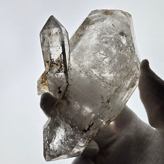 Sceptre DT Enhydro Skeleton Smoky Quartz 3x Bubble (grand) Valentine Pocket Namibie 131*70*52mm 