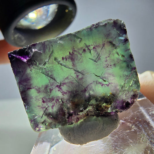 Rare cube de fluorite fantôme parqueté vert violet Okorusu Namibie 24*20*10mm 