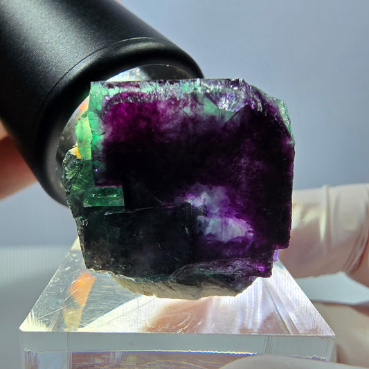 Seltene Fluorit Würfel Stufe, grün lila Okorusu, Namibia 24*23*22mm