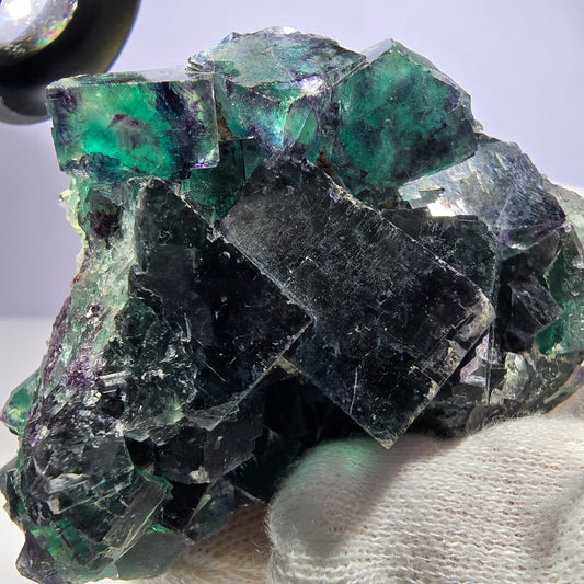 Seltene Phantom Fluorit Würfel Stufe zonal grün lila Okorusu, Namibia 71*53*29mm