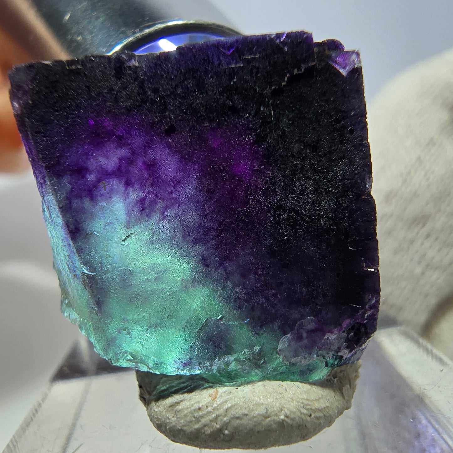 Rare cube de fluorite fantôme, vert violet zonal Okorusu, Namibie 24 x 20 x 20 mm 