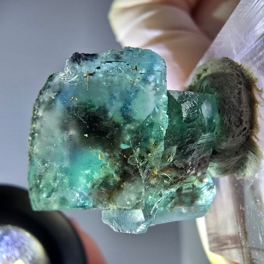 Phantom Fluorit Würfel Stufe, grün parkettiert Okorusu, Namibia 22*19*16mm