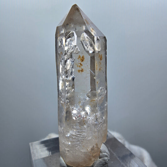 Enhydro Phantom Smoky Quartz Scepter, 1x Bubble Goboboseb, Namibia 40*14*13mm 
