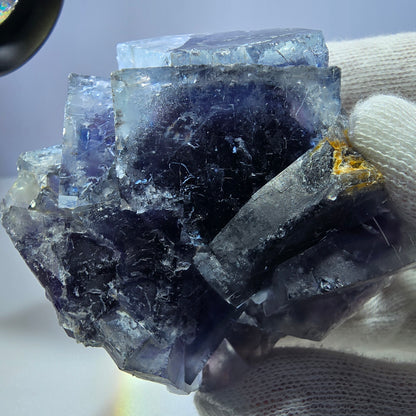 Phantom Fluorit Würfel Stufe, parkettiert blau lila Okorusu, Namibia 66*64*32mm