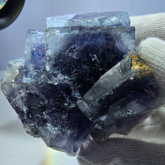 Phantom Fluorit Würfel Stufe, parkettiert blau lila Okorusu, Namibia 66*64*32mm