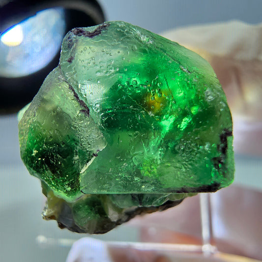 Cube de fluorite fantôme, zonal, spécimen de muscovite, Erongo, Namibie, 29 x 22 x 20 mm 