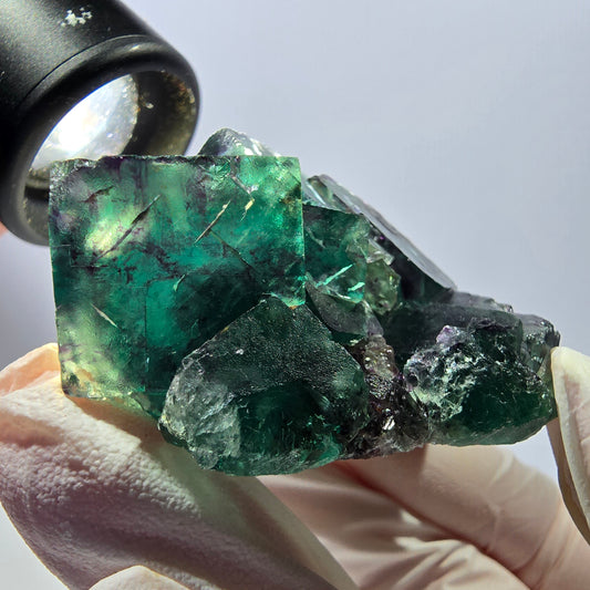 Spécimen de cube de fluorite fantôme, parqueté, vert violet Okorusu, Namibie 62*46*32mm 