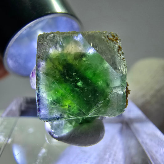 Cube de fluorite fantôme, spécimen de tourmaline scholle muscovite, Erongo, Namibie, 17 x 15 x 13 mm 