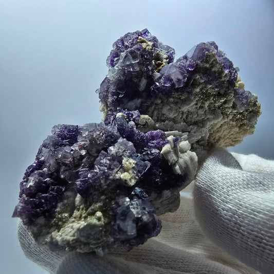Cube de fluorite fantôme, hyalite, spécimen d'orthose, Erongo, Namibie, 73 x 52 x 49 mm 