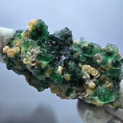 Phantom Fluorit Würfel Schörl Turmalin Muskovit Stufe Erongo Namibia 102*62*54mm