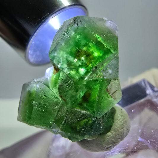 Spécimen de quartz fumé muscovite, cube de fluorite fantôme, Erongo, Namibie, 22 x 18 x 11 mm 