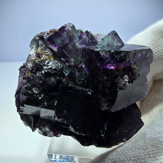Seltene Phantom Fluorit Würfel Stufe zonal grün lila Okorusu, Namibia 60*49*23mm