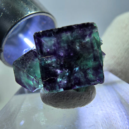 Spécimen de cube de fluorite fantôme zonal, vert violet Okorusu, Namibie 19*15*13mm 
