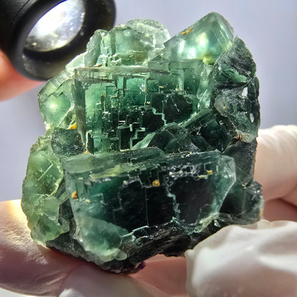 Spécimen de cube de fluorite fantôme parqueté vert violet Okorusu, Namibie 42*38*24mm 