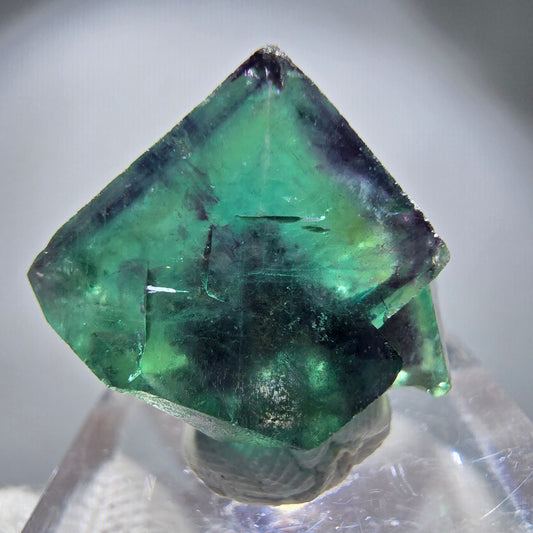 Spécimen rare de cube de fluorite fantôme, vert zonal et violet, Okorusu, Namibie, 22 x 19 x 14 mm 