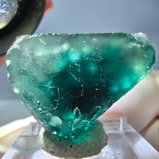 Cube de fluorite fantôme transparente parquetée, vert Okorusu, Namibie 25 x 20 x 19 mm 