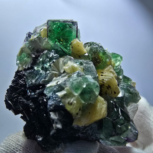 Phantom Fluorit, Rauchquarz, Muskovit, Schörl Turmalin Erongo Namibia 53*49*30mm