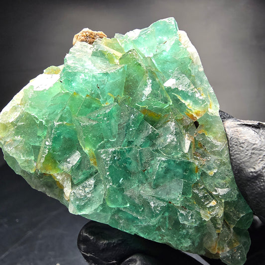 Cube de fluorite fantôme transparent, vert Okorusu, Collection namibie 68x51x17mm