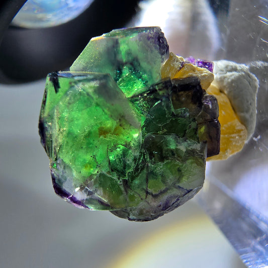 Cube de fluorite fantôme, spécimen de muscovite, Erongo, Namibie, 18 x 14 x 10 mm 