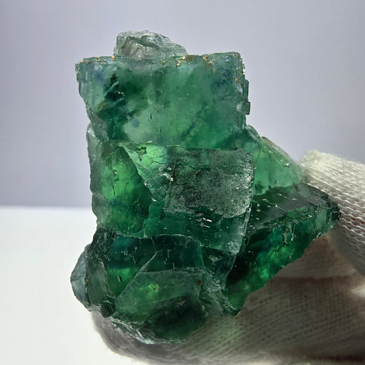 Rare spécimen de cube de fluorite fantôme, parqueté vert Okorusu, Namibie, 47 x 42 x 25 mm 