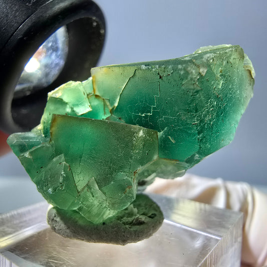 Phantom Fluorit Würfel Stufe, grün lila Okorusu, Namibia 35*19*19mm